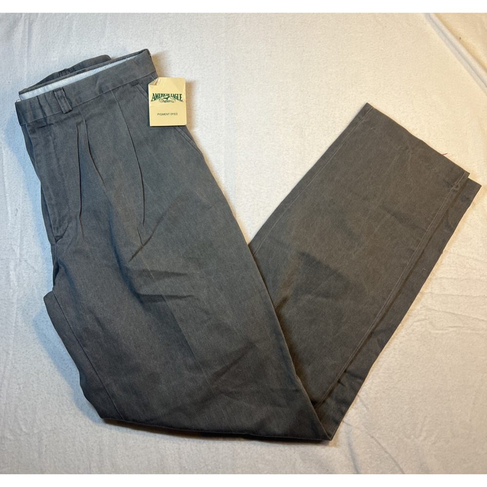 NWT VTG 80-90S American Eagle Men’s Pants Pleated Cotton Gray 34x34 USA Sawyer